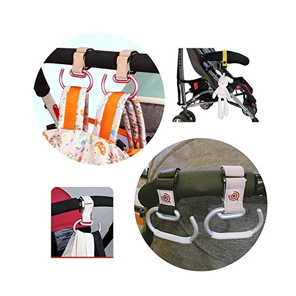 5 PCS Premium Buggy Clips Stroller Hook, Pram & Stroller Organiser Holders, Carabiner Hook Used to Hang Shopping Bags Lunch Pouch or Baby Supplies on Stroller for Outdoor