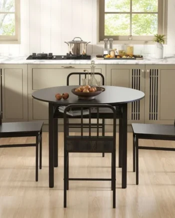 5 Piece Dining Table Set with Storage Rack and Metal Frame for Dining Room
