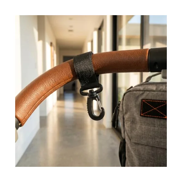 5pcs Stroller Hooks for Bags, Purse and Diaper Bag Hanger for Stroller, Buggy Organizer Hanger with 360° Rotating Hook Loop Strap Fit Pram Walker Shopping Cart