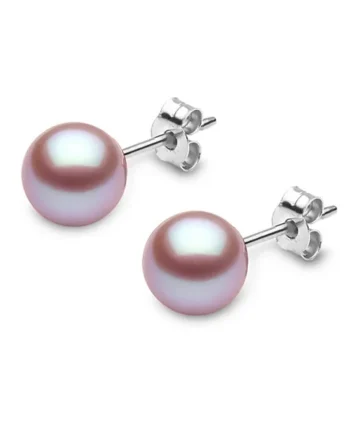 6.5-7mm Cultured Freshwater Pink Pearl Stud Earrings, 18ct White Gold