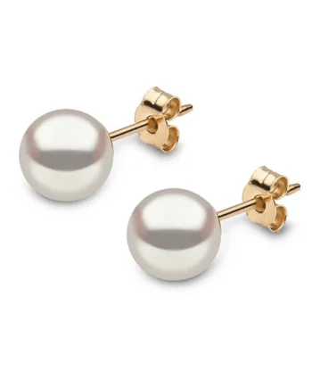 6.5-7mm Cultured Freshwater White Pearl Stud Earrings, 18ct Yellow Gold