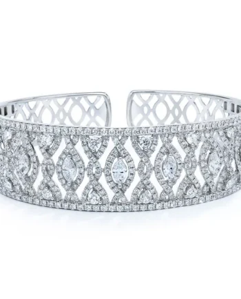 6.65ctw Marquise & Round Brilliant Cut Diamond Cuff, 18ct White Gold