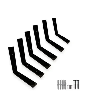 6 Shelf Brackets Pcs Heavy Duty Industrial Steel for Wall Mounted DIY Floating(Raw Steel, 200x200mm)