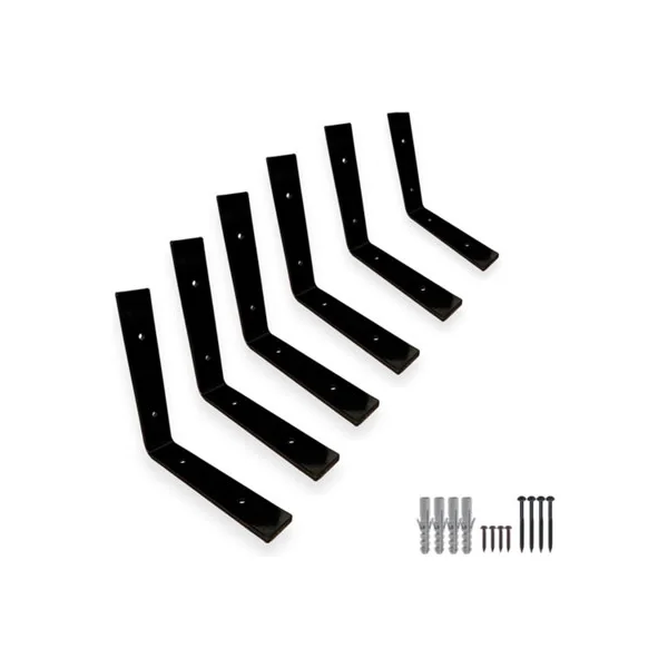6 Shelf Brackets Pcs Heavy Duty Industrial Steel for Wall Mounted DIY Floating(Raw Steel, 200x200mm)