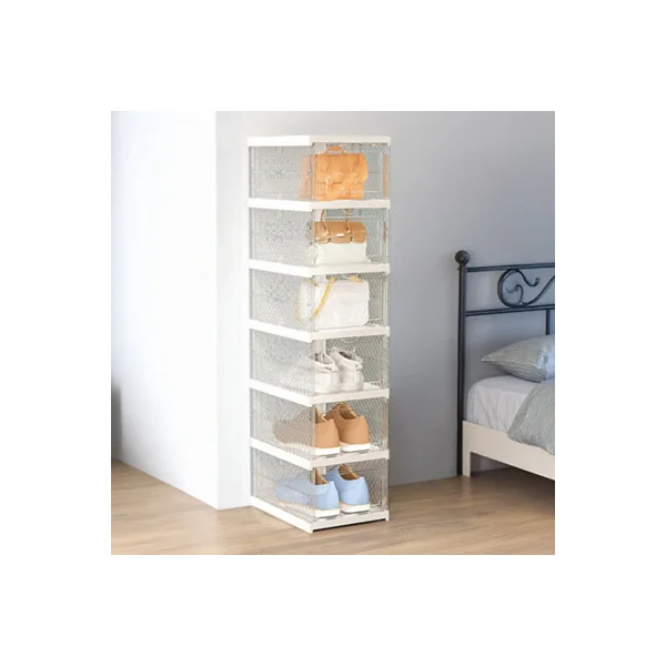 6-Tier Foldable Angel White Shoes Box Plastic Shoes Box Assembly Required