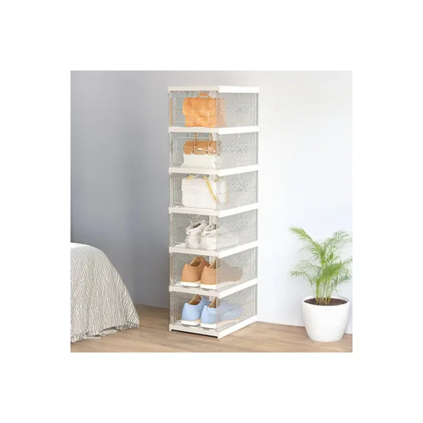 6-Tier Foldable Angel White Shoes Box Plastic Shoes Box Assembly Required