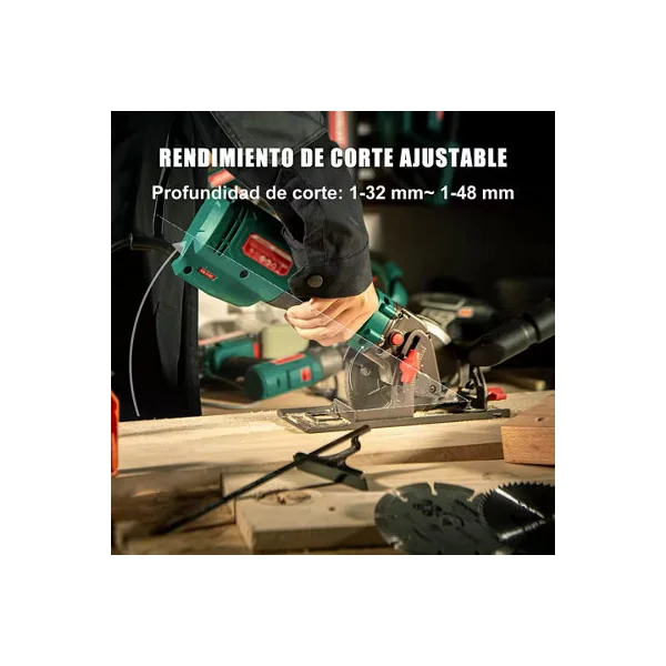 750W Circular Saw with 3 Blades , 48mm Depth for Wood, Metal, Tiles and Plastic