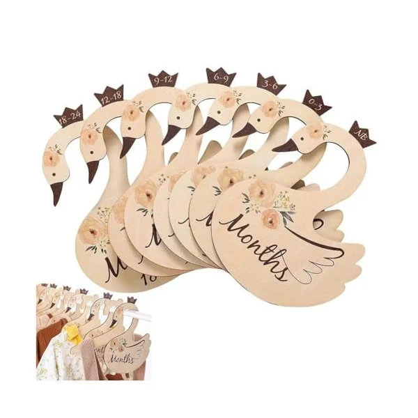 7 Pcs Baby Closet Dividers, Swan Shape Nursery Closet Organizer Newborn Wardrobe Divider Kids Clothes Divider to Arrange Clothes with Separator