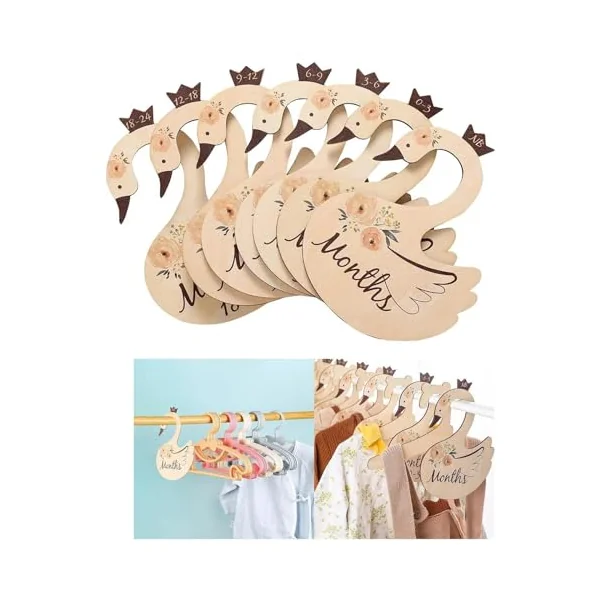 7 Pcs Baby Closet Dividers, Swan Shape Nursery Closet Organizer Newborn Wardrobe Divider Kids Clothes Divider to Arrange Clothes with Separator