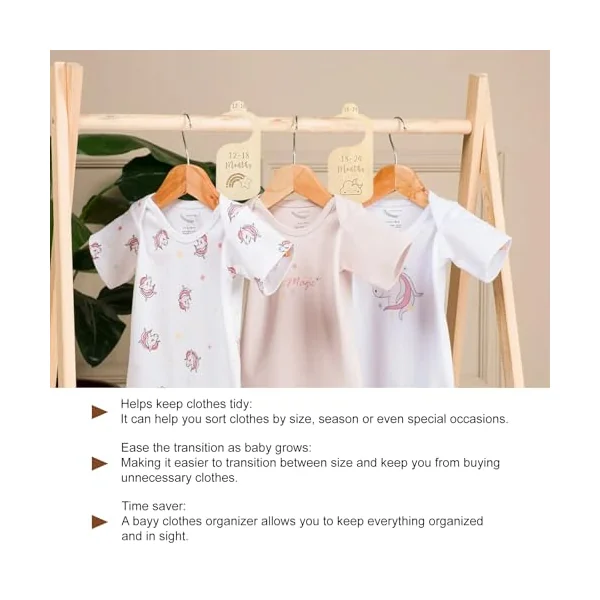 7 PCS Baby Wardrobe Dividers, Cartoon Baby Clothes Storage, Wood Safe Wardrobe Separators from Newborn to 24 Months, Baby Products, Wardrobe Organizers for Infant Newborn Boys & Girls