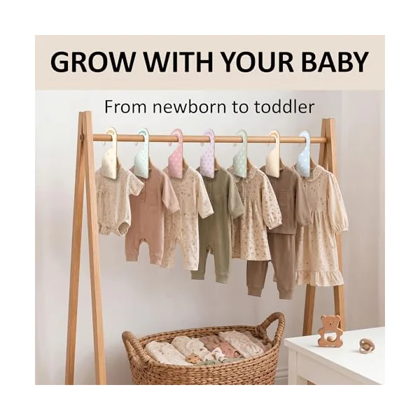 7 PCS Boho Closet Dividers for Baby Clothes, Double-Sided Pastel Nursery Wardrobe Organizer with Size Labels for Newborn to 24 Months, Neutral Baby Room Decor Accessories