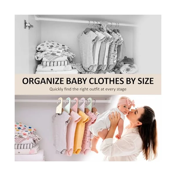 7 PCS Boho Closet Dividers for Baby Clothes, Double-Sided Pastel Nursery Wardrobe Organizer with Size Labels for Newborn to 24 Months, Neutral Baby Room Decor Accessories