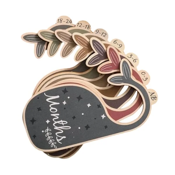 7 Pcs Wooden Baby Clothes Closet Size Dividers Whale Shape