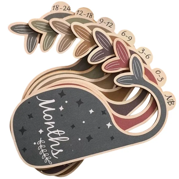 7 Pcs Wooden Baby Clothes Closet Size Dividers Whale Shape