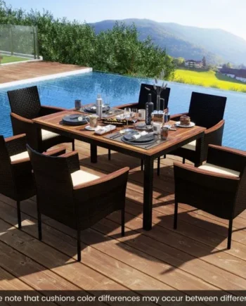 7 Pieces PE Rattan Outdoor Patio Dining Set for Yard Garden and Poolside
