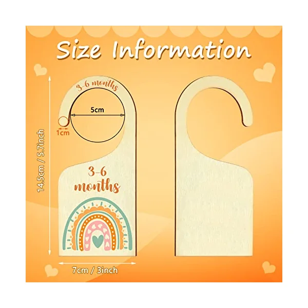 7 Pieces Rainbow Baby Closet Dividers Boho Nursery Closet Organizer Wooden Newborn Wardrobe Divider Kids Clothes Divider to Arrange Clothes with Separator By Size or Age for Baby Shower 0 - 24 Months