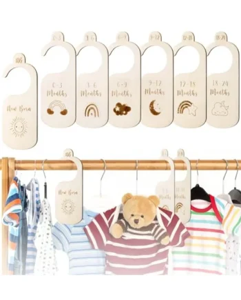 7 x Baby Closet Dividers for Clothes Organiser, Double Sided Baby Clothes Dividers Wooden for Newborns to 24 Months