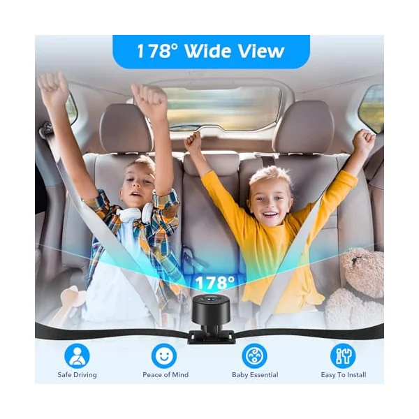 7in Baby Car Camera, 1080p IR Night Vision Baby Car Mirror with 178° Wide Angle - HD IPS Display Rear Facing Monitor, Safe Driving for New Parents, Infants, Kids & Toddlers