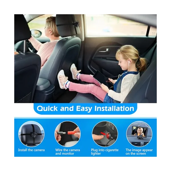 7in Baby Car Camera, 1080p IR Night Vision Baby Car Mirror with 178° Wide Angle - HD IPS Display Rear Facing Monitor, Safe Driving for New Parents, Infants, Kids & Toddlers
