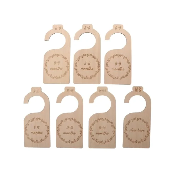 7pcs Baby Clothes Wardrobe Dividers Made of Basswood, Non-scratch Closet Organizers to Keep Baby Clothes Tidy on Clothing Racks, Gift for Mothers and Parents