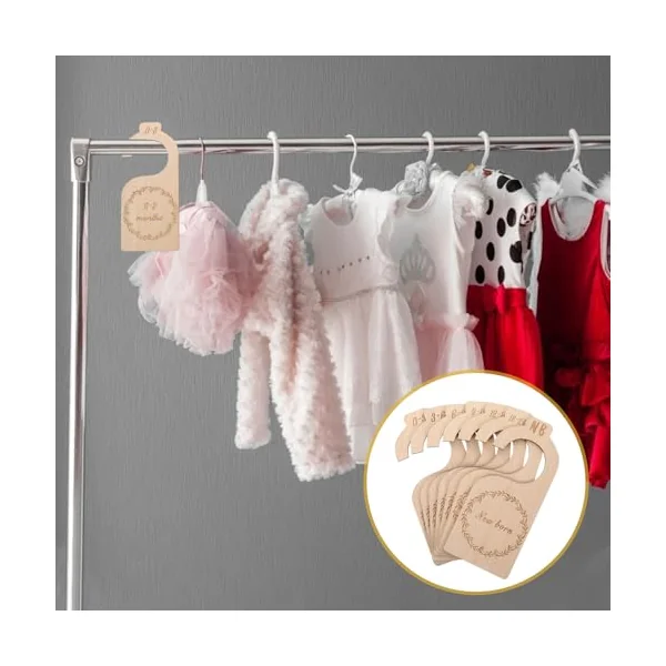 7pcs Baby Clothes Wardrobe Dividers Made of Basswood, Non-scratch Closet Organizers to Keep Baby Clothes Tidy on Clothing Racks, Gift for Mothers and Parents