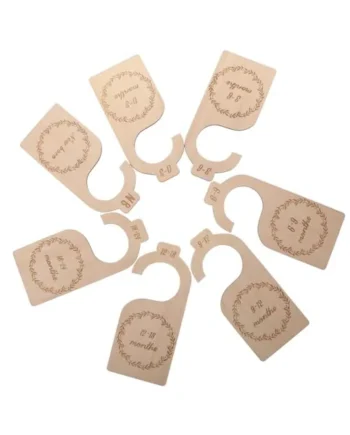 7pcs Baby Wardrobe Divider Basswood Clothes Organizers | Separate Outfits by Stage, Smooth Edges Help Protect Hands and Garments, for Nursery School or Gifting