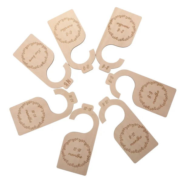 7pcs Baby Wardrobe Divider Basswood Clothes Organizers | Separate Outfits by Stage, Smooth Edges Help Protect Hands and Garments, for Nursery School or Gifting