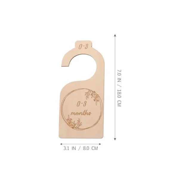 7pcs Wood Baby Closet Divider Hangers Basswood Khaki for Baby Clothes | Nursery Hanger Use, Separates Period-based Outfits, Gentle Edges for Hands and Fabric, Gift for Mothers and Parents