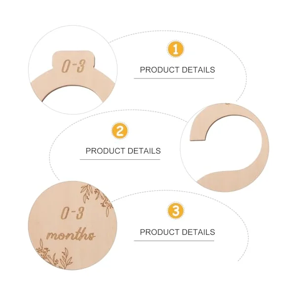 7pcs Wood Baby Closet Divider Hangers Basswood Khaki for Baby Clothes | Nursery Hanger Use, Separates Period-based Outfits, Gentle Edges for Hands and Fabric, Gift for Mothers and Parents