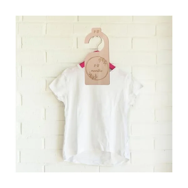 7pcs Wood Baby Closet Divider Hangers Basswood Khaki for Baby Clothes | Nursery Hanger Use, Separates Period-based Outfits, Gentle Edges for Hands and Fabric, Gift for Mothers and Parents