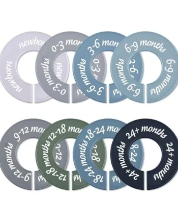 8 Pcs Baby Closet Dividers Unisex Baby Clothes Organizers Clear Labels for Nursery Closet Organizer & Decor Nursery Fits Most Rods(Modern,Cool Colors)