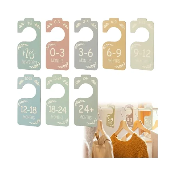 8 Pieces Baby Size Dividers for Baby Clothes, Baby Clothes, Baby Clothes Dividers, Baby Closet, Wooden Dividers, Double Sided Dividers for Newborn to 24 Months
