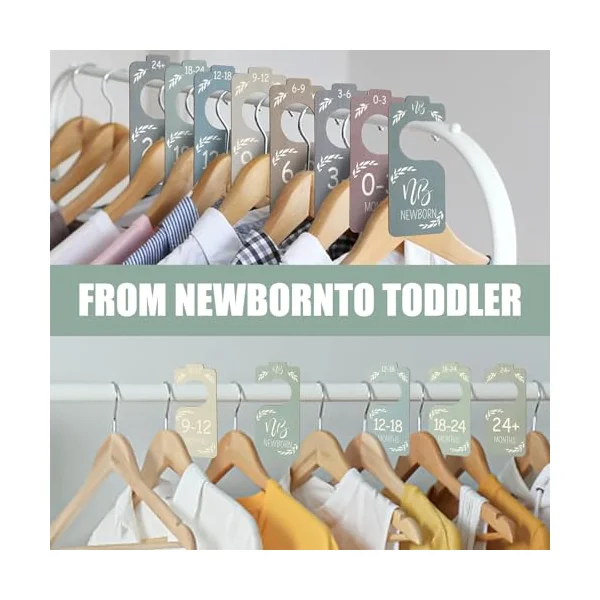 8 Pieces Baby Size Dividers for Baby Clothes, Baby Clothes, Baby Clothes Dividers, Baby Closet, Wooden Dividers, Double Sided Dividers for Newborn to 24 Months