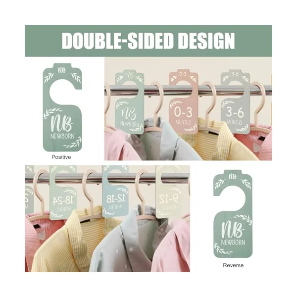 8 Pieces Baby Size Dividers for Baby Clothes, Baby Clothes, Baby Clothes Dividers, Baby Closet, Wooden Dividers, Double Sided Dividers for Newborn to 24 Months