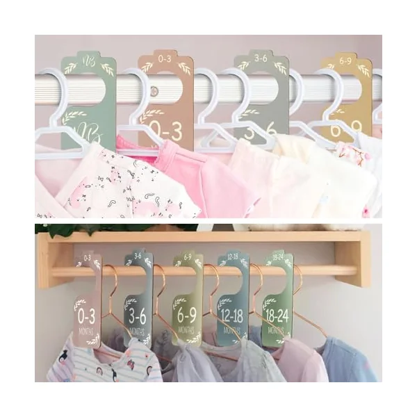 8 Pieces Baby Size Dividers for Baby Clothes, Baby Clothes, Baby Clothes Dividers, Baby Closet, Wooden Dividers, Double Sided Dividers for Newborn to 24 Months