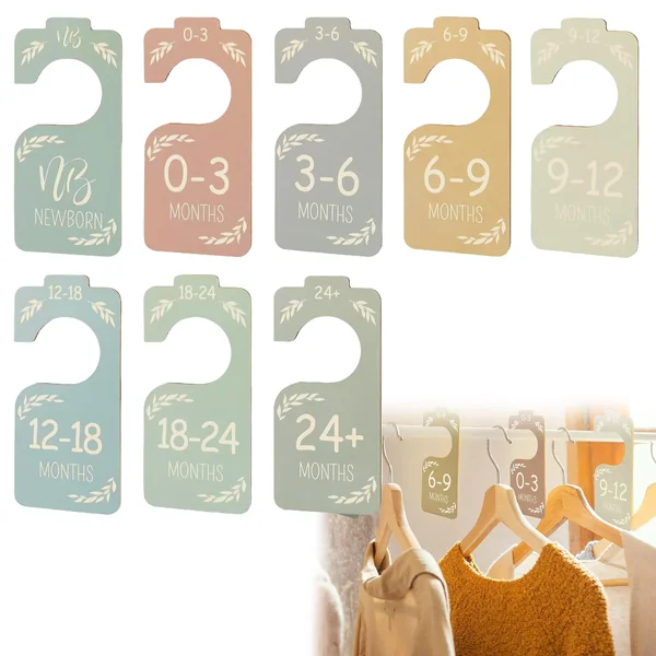 8 Pieces Baby Size Dividers for Baby Clothes, Baby Clothes, Baby Clothes Dividers, Baby Closet, Wooden Dividers, Double Sided Dividers for Newborn to 24 Months