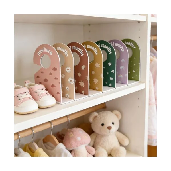 8 Pieces PVC Wardrobe Partition Cards for Kids Clothes Storage and Nursery Organization with Fun Designs Closet Organization Dividers
