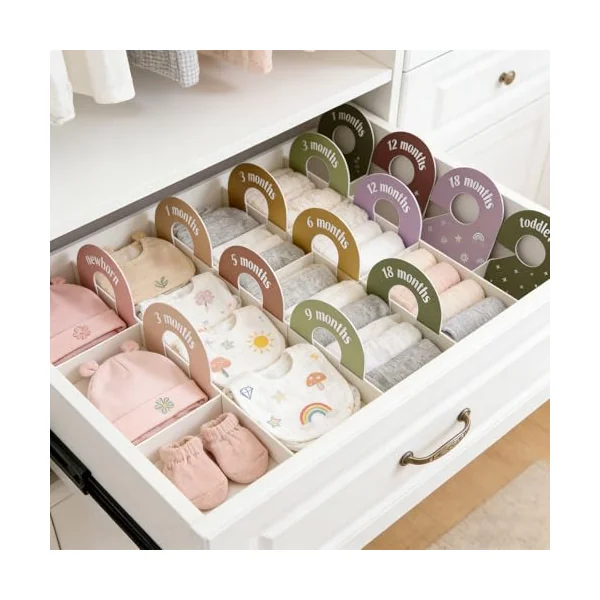 8 Pieces PVC Wardrobe Partition Cards for Kids Clothes Storage and Nursery Organization with Fun Designs Closet PVC Divider Card