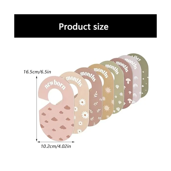 8 Pieces PVC Wardrobe Partition Cards for Kids Clothes Storage and Nursery Organization with Fun Designs Clothes Hanger Dividers