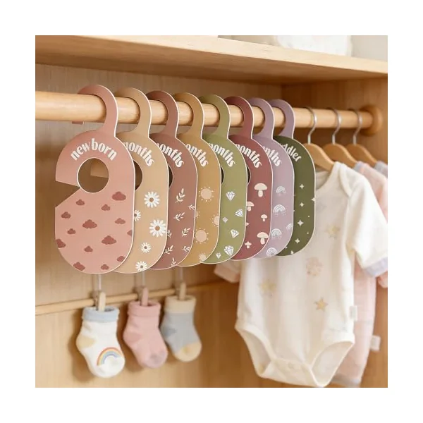 8 Pieces PVC Wardrobe Partition Cards for Kids Clothes Storage and Nursery Organization with Fun Designs Clothes Hanger Dividers
