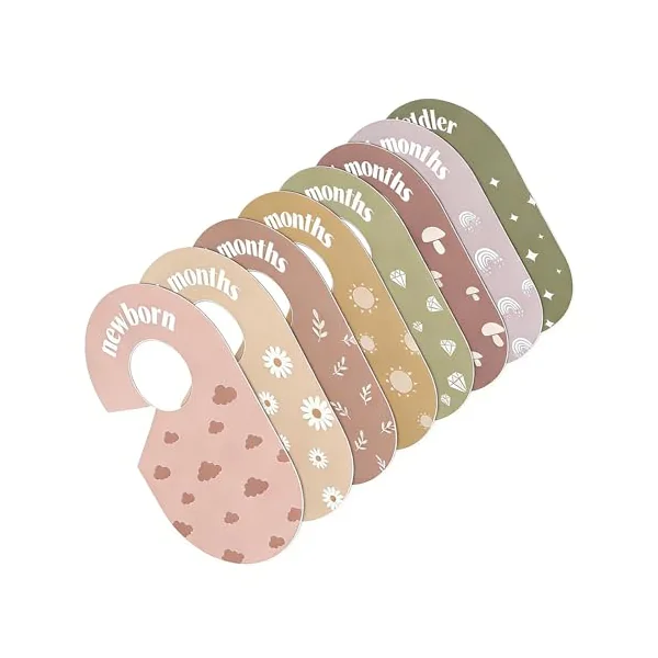 8 Pieces PVC Wardrobe Partition Cards for Kids Clothes Storage and Nursery Organization with Fun Designs Clothes Hanger Dividers