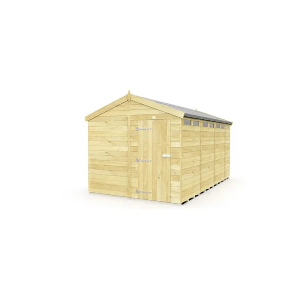 8 x 15 Feet Apex Security Shed - Double Door - Wood - L454 x W231 x H217 cm