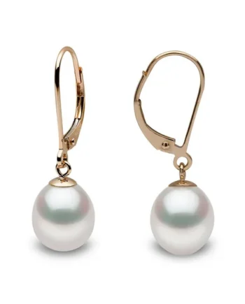 9mm Cultured Freshwater White Pearl Earrings, 18ct Yellow Gold
