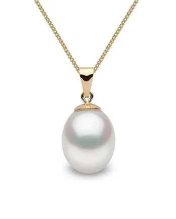 9mm Cultured Freshwater White Pearl Pendant, 18ct Yellow Gold