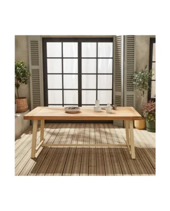 Acacia wood and steel table indoor/outdoor Light wood - sweeek