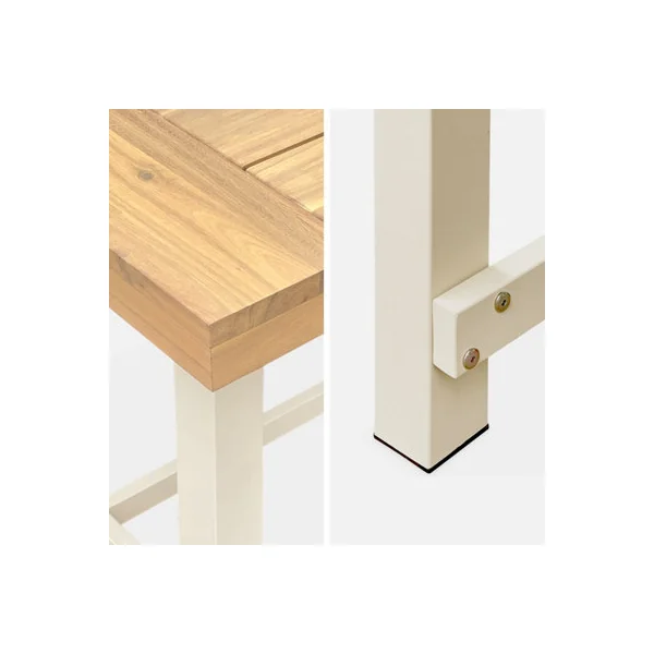 Acacia wood and steel table indoor/outdoor Light wood - sweeek