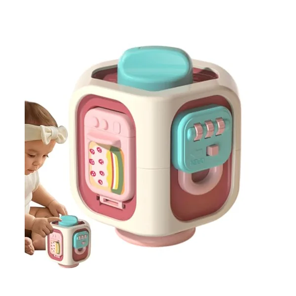 Activity Cubes 6-Sided Relief Sensory Interactive Toys | Kids Shape Sorter Fidget Busy Box for Boys Girls Home School Preschool Homeschool Airplane Car Travel Travel
