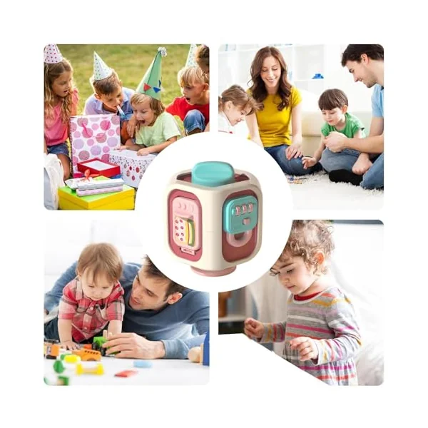 Activity Cubes 6-Sided Relief Sensory Interactive Toys | Kids Shape Sorter Fidget Busy Box for Boys Girls Home School Preschool Homeschool Airplane Car Travel Travel