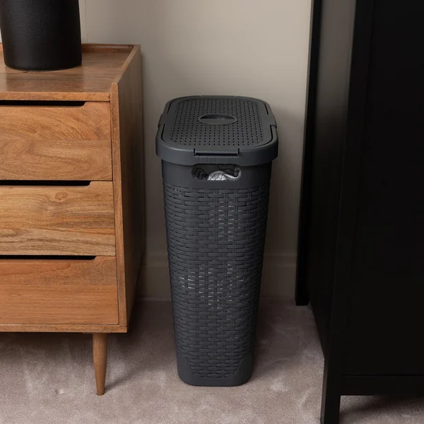 Addis 40 L Slimline Laundry Basket - Dark Grey