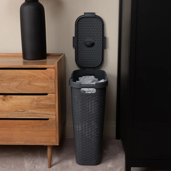 Addis 40 L Slimline Laundry Basket - Dark Grey